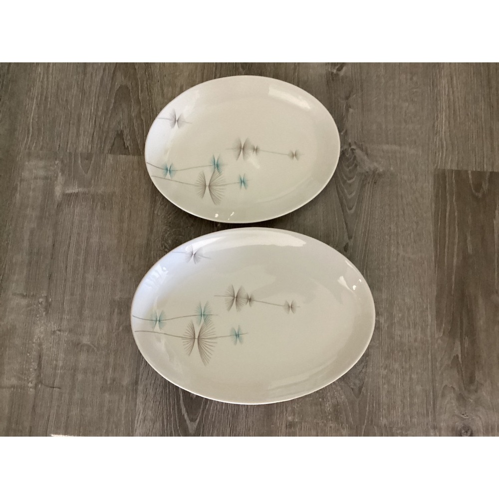 Caribe China Carlos Montez G. Atomic Starburst Oval Platters Set of 2 MCM